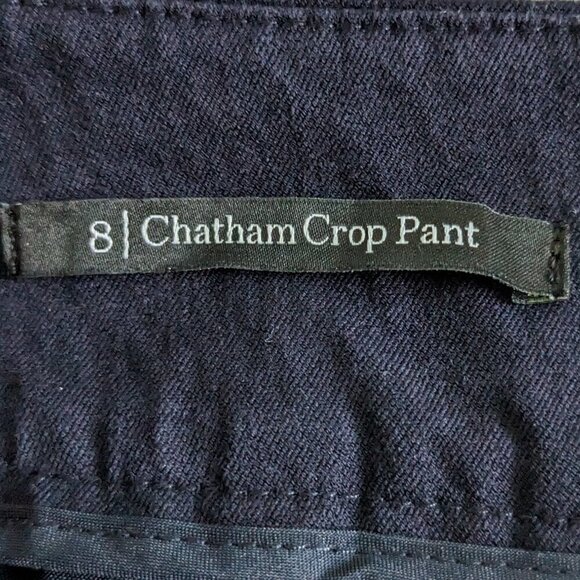 Talbots Chatham Cropped Pants Size 8 Navy Blue Side-Zip Ankle Vents Faux-Pockets - Picture 5 of 15